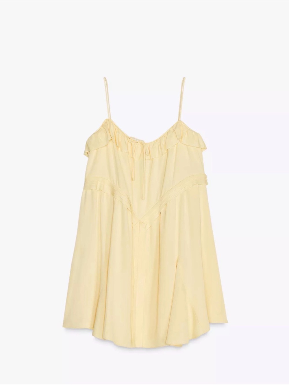 Zara Pale Yellow Ruffle-Trim Sundress